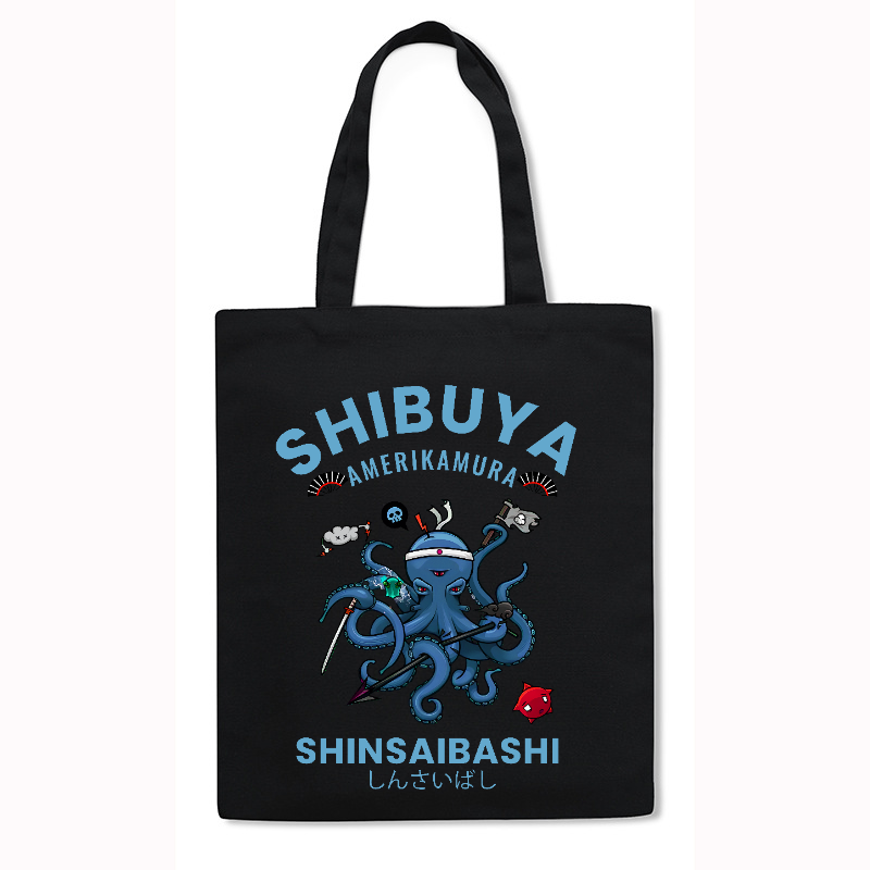 Shibuya Octopus Japanese Style Canvas Tote Bag