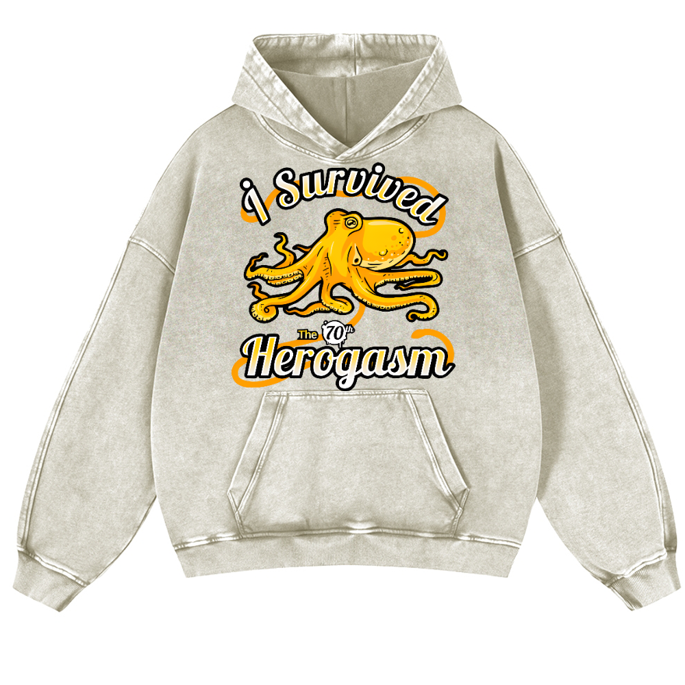Octopus Vintage Washed Thick Cotton Hoodie