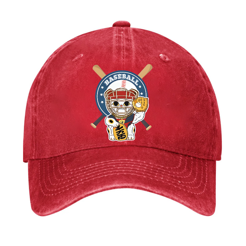 Baseball Cat Vintage Cotton Cap