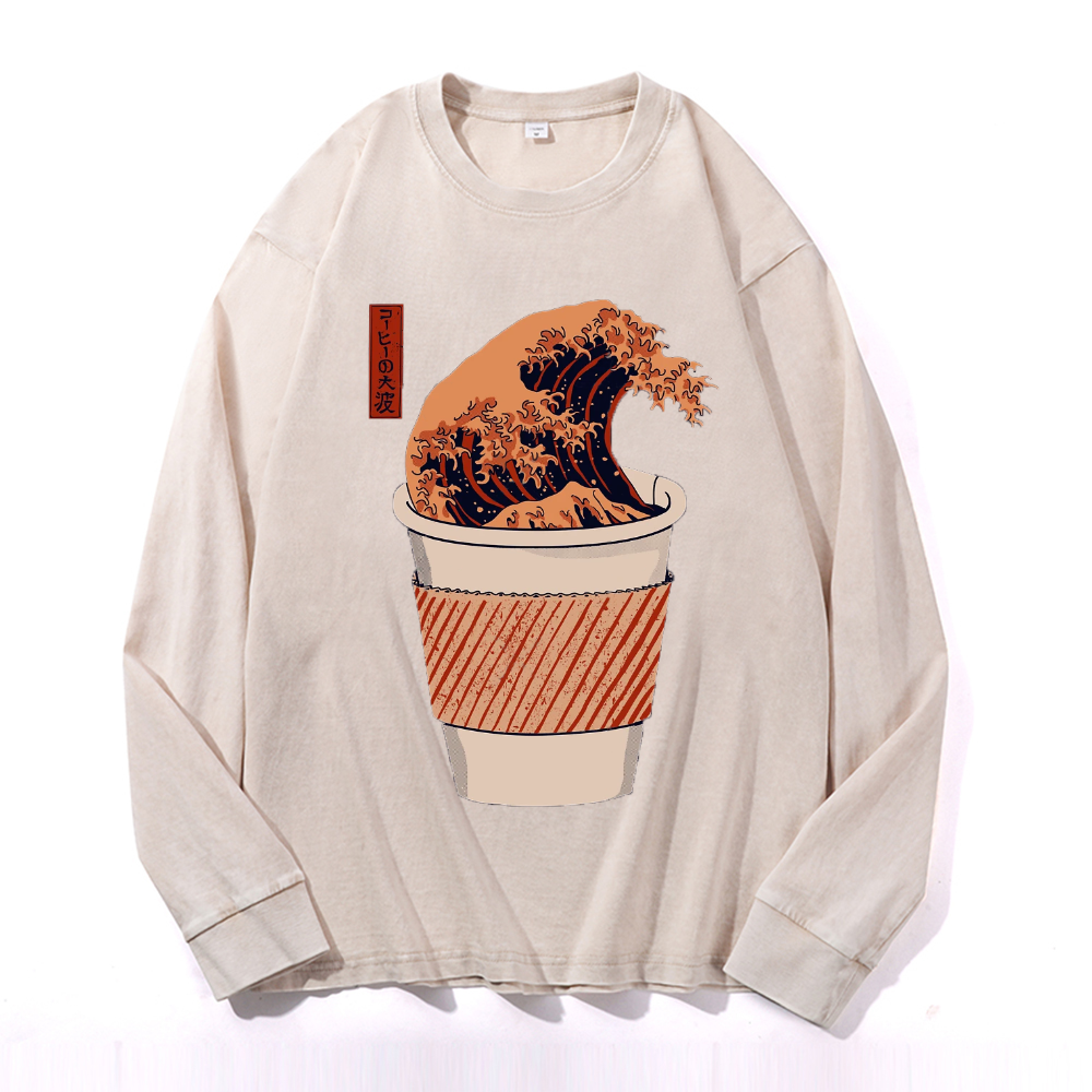 Vintage Cotton Wash Crewneck Long-Sleeve T-Shirt