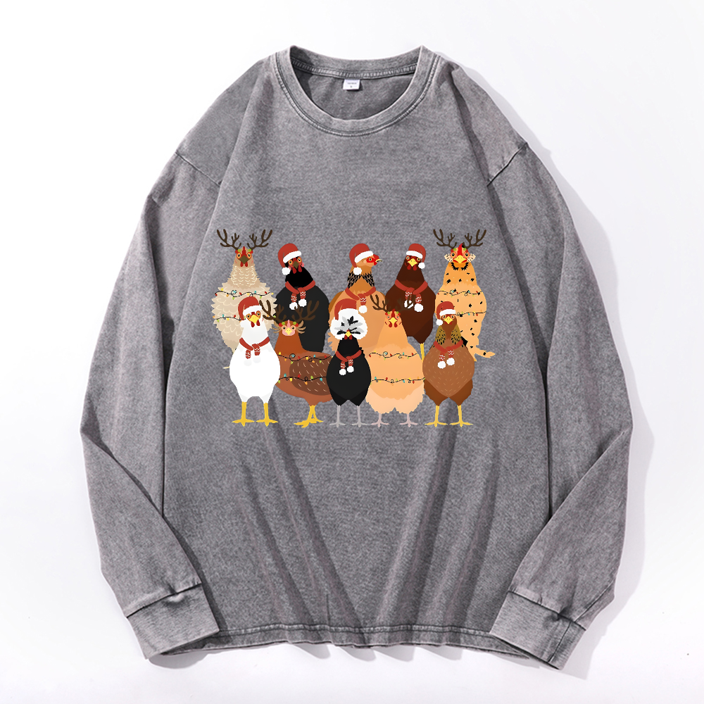 Vintage Cotton Wash Crewneck Long-Sleeve T-Shirt