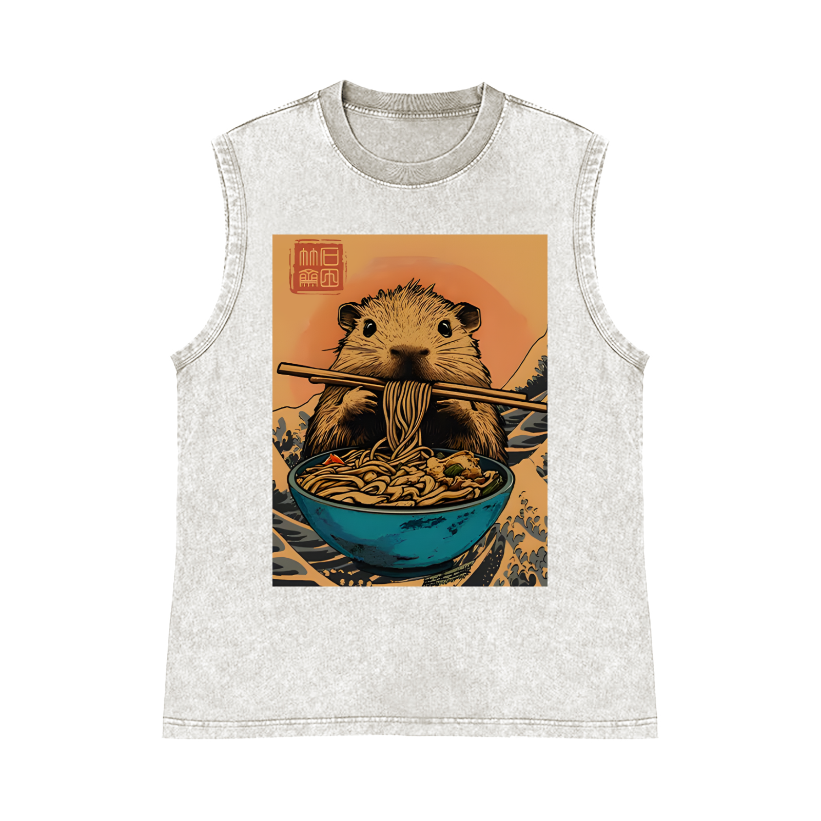 Ramen Pure Cotton Wash-Dyed Sleeveless Tank Top