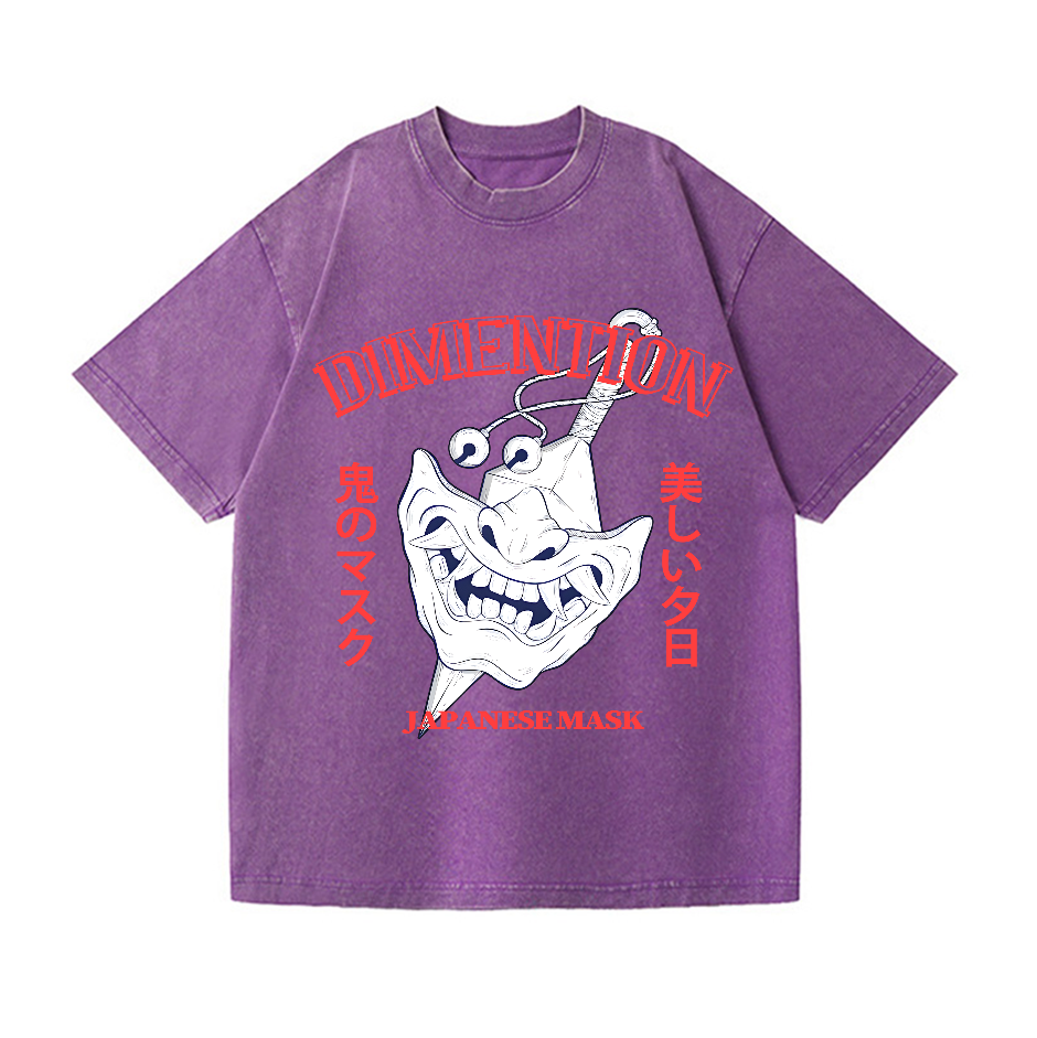 Mask Vintage Wash Japanese Design T-Shirt
