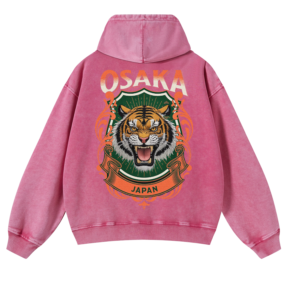 Osaka Tiger Vintage Washed Cotton Back Art Hoodie