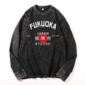 Fukuoka Vintage Cotton Wash Crewneck Long-Sleeve T-Shirt
