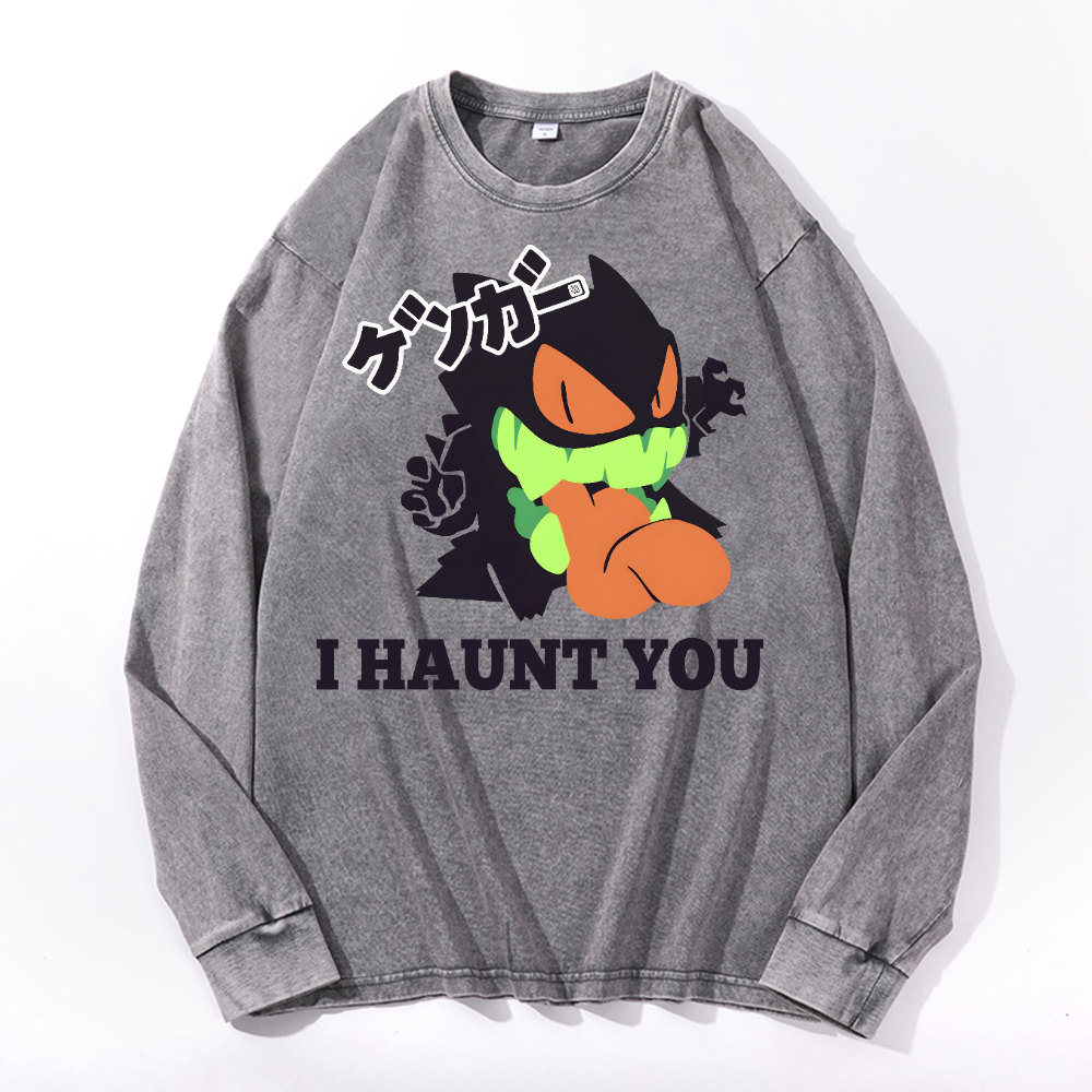 Gengar Vintage Cotton Wash Long-sleeve T-shirt