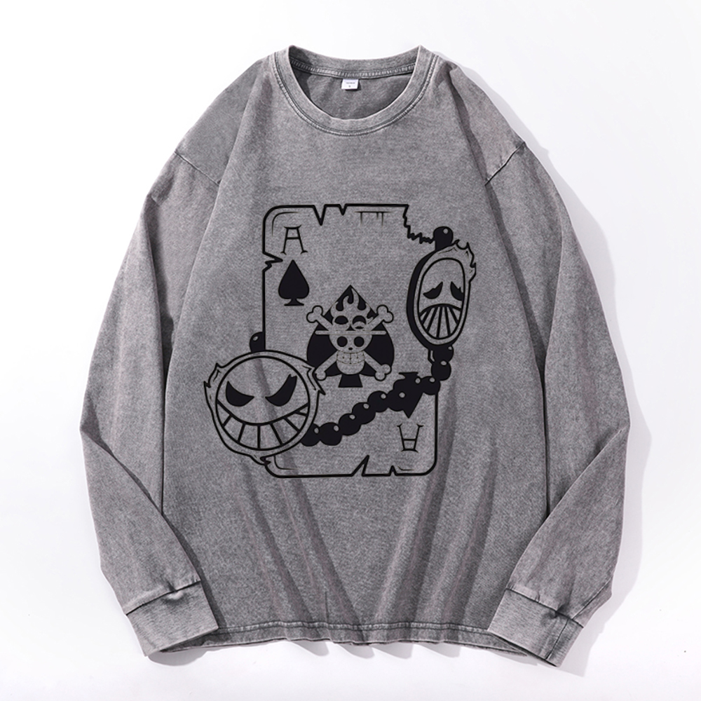 Vintage Cotton Wash Crewneck Long-Sleeve T-Shirt