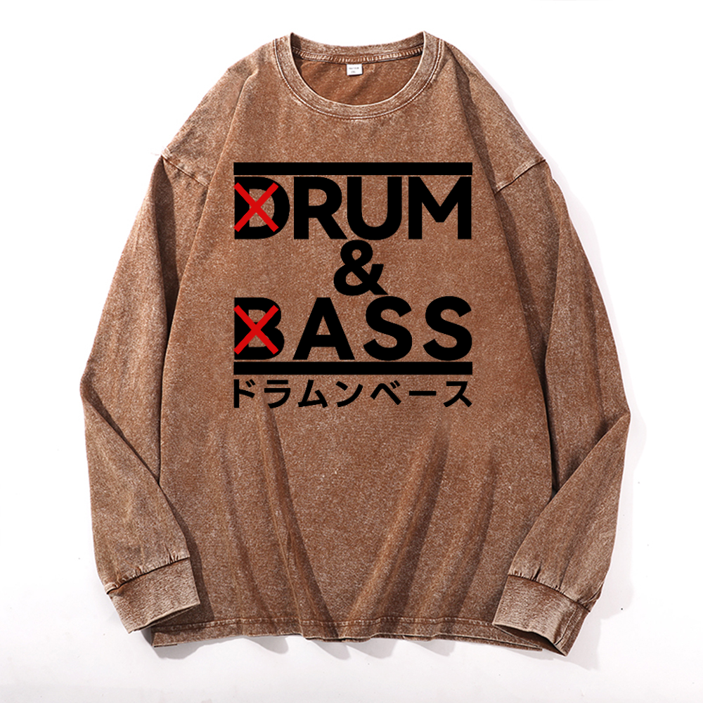Drum and Bass Vintage Cotton Wash Long-sleeve T-shirt