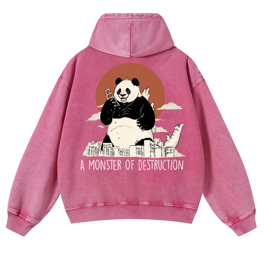 Panda Kaiju Vintage Washed Cotton Back Art Hoodie