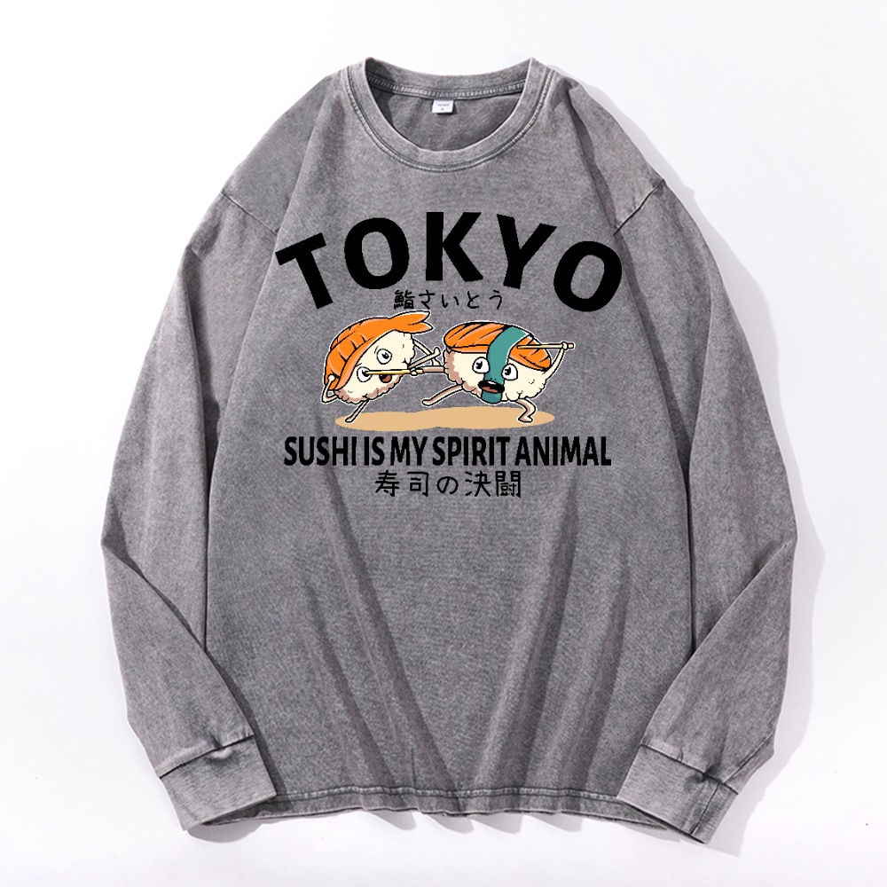 Sushi Vintage Cotton Wash Crewneck Sweatshirt