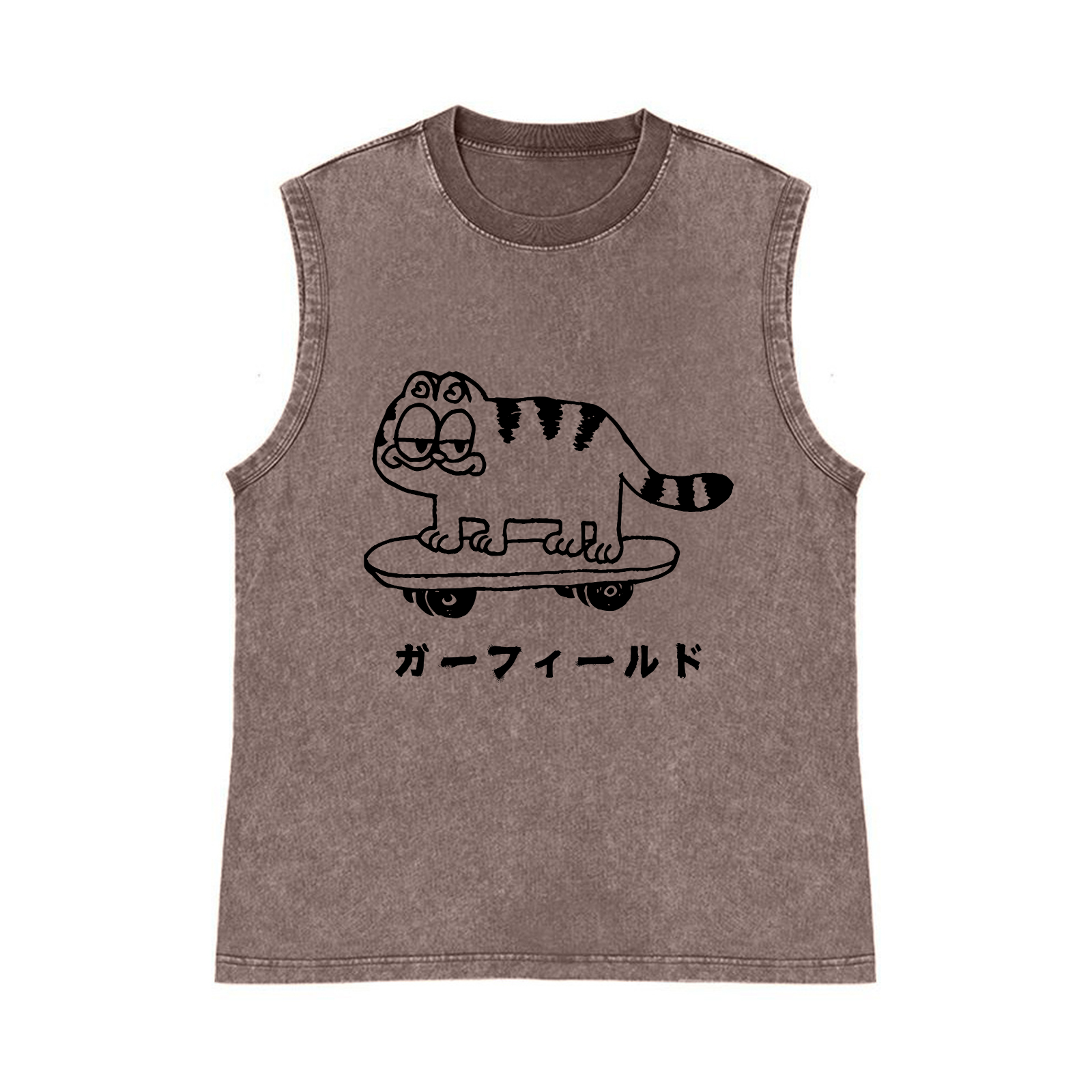 Garfield Cat Pure Cotton Wash-Dyed Sleeveless Tank Top