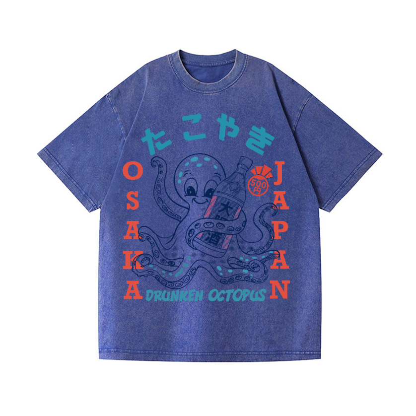 Drunken Octopus Vintage Wash Japanese Design T-Shirt