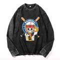 Vintage Cotton Wash Crewneck Long-Sleeve T-Shirt
