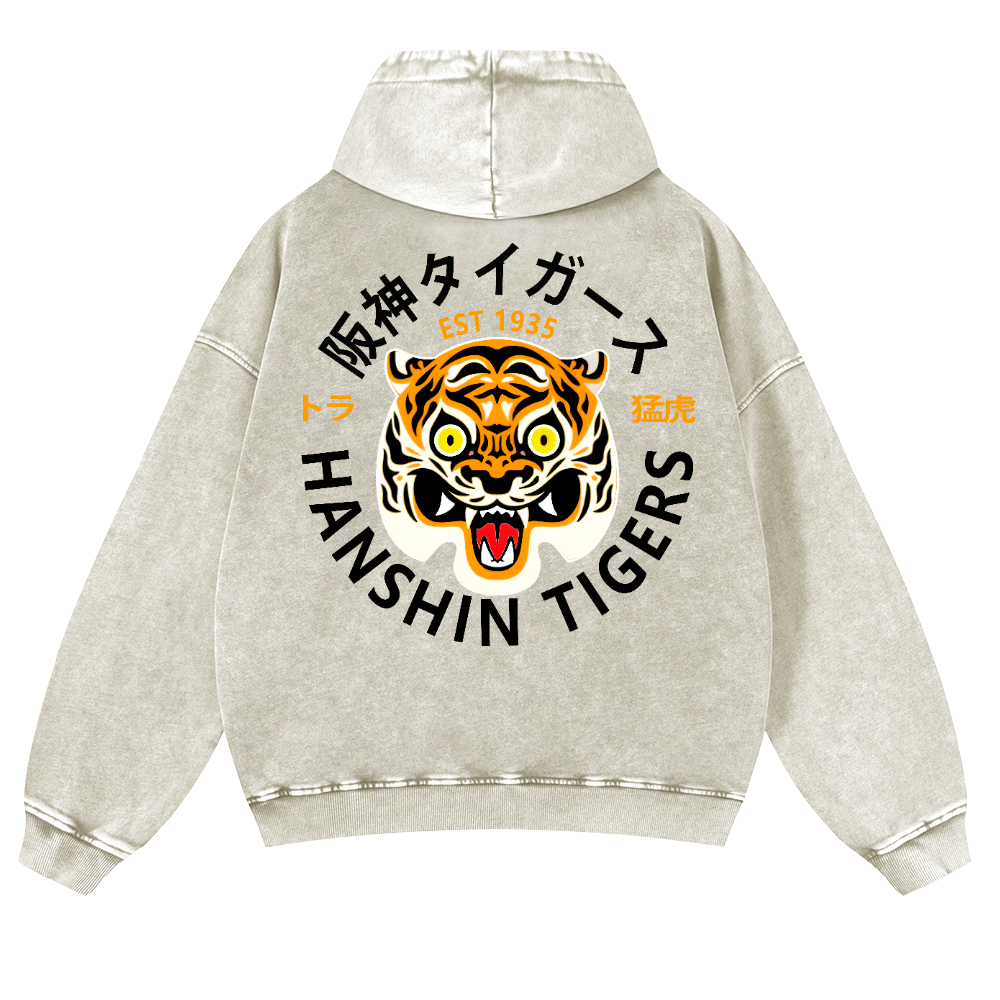 Hanshin Tigers Vintage Washed Cotton Back Art Hoodie