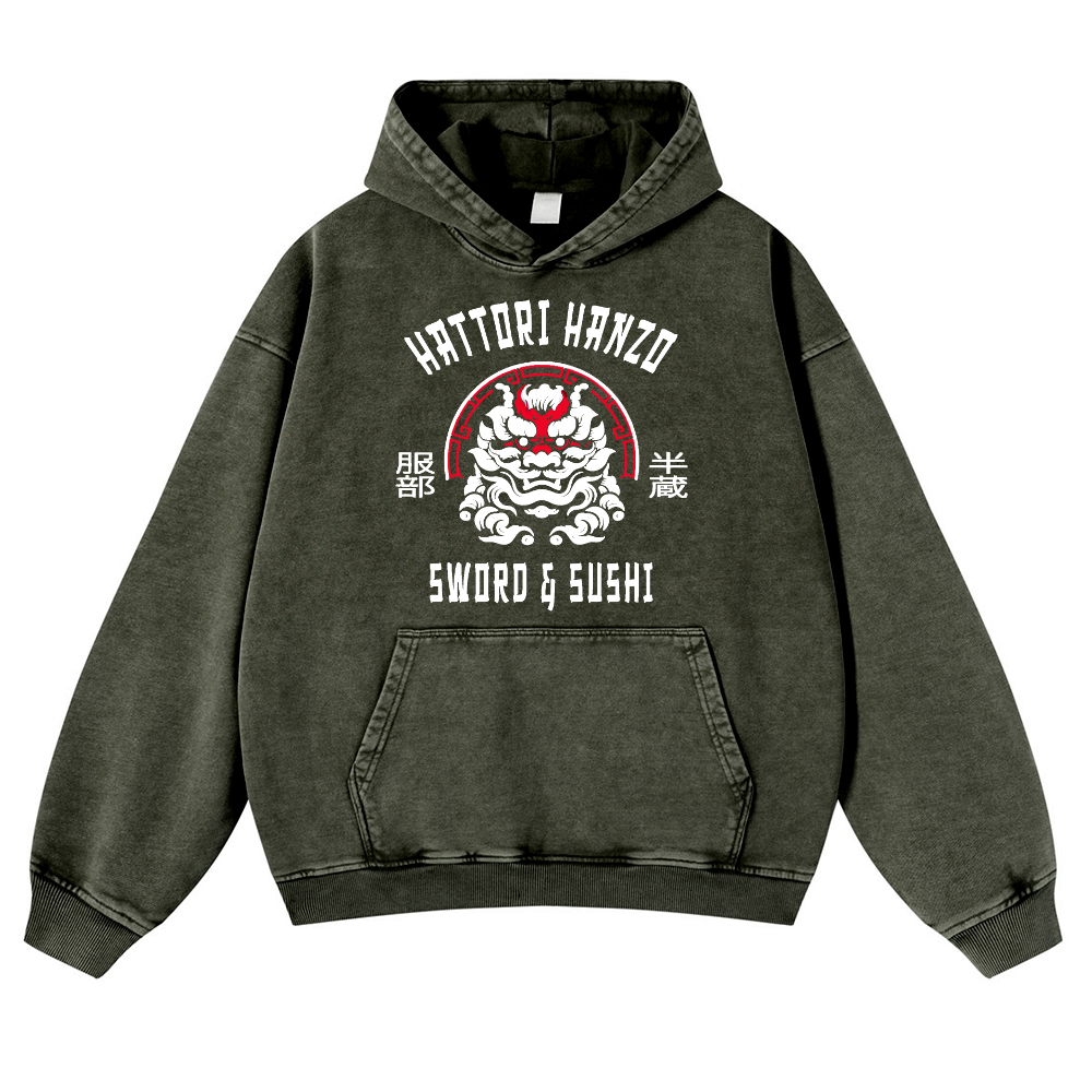 Hattori Hanzo Komainu Vintage Washed Thick Cotton Hoodie