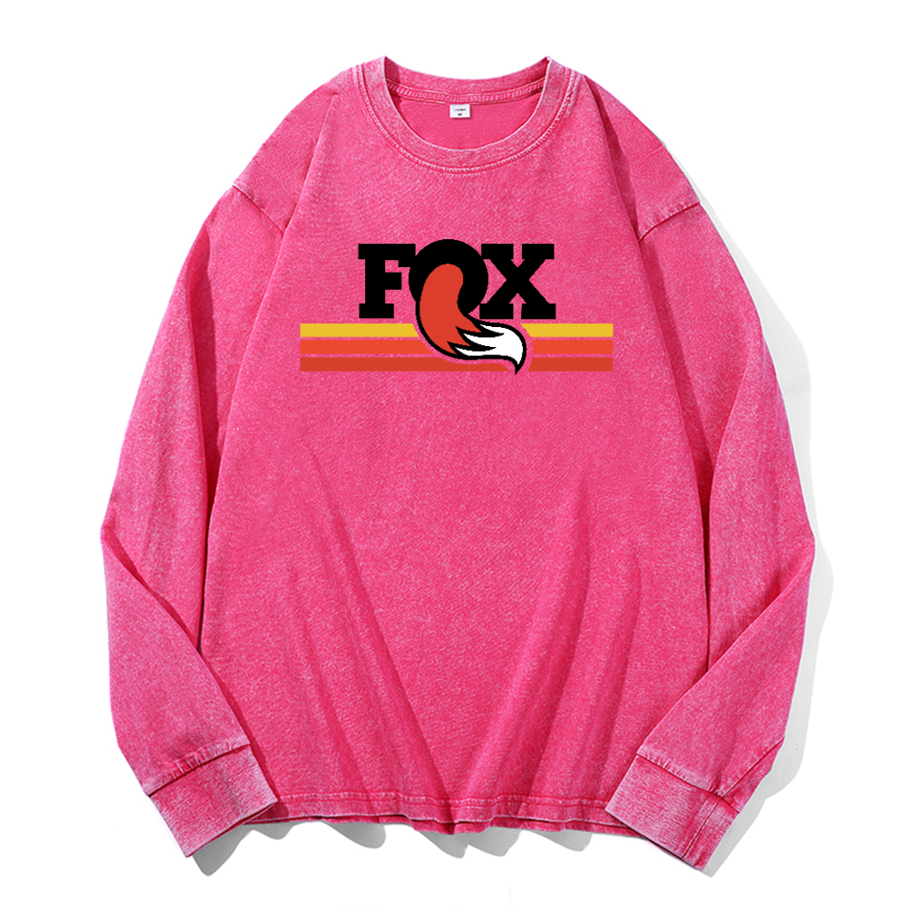 FOX Vintage Cotton Wash Crewneck Long-Sleeve T-Shirt