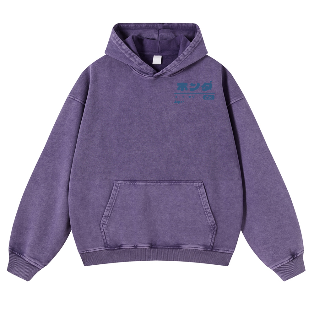 Honda Car  C50 Super Cub Vintage Washed Cotton Back Art Hoodie