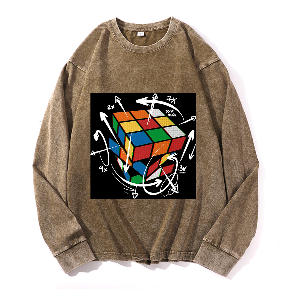 Vintage Cotton Wash Crewneck Long-Sleeve T-Shirt