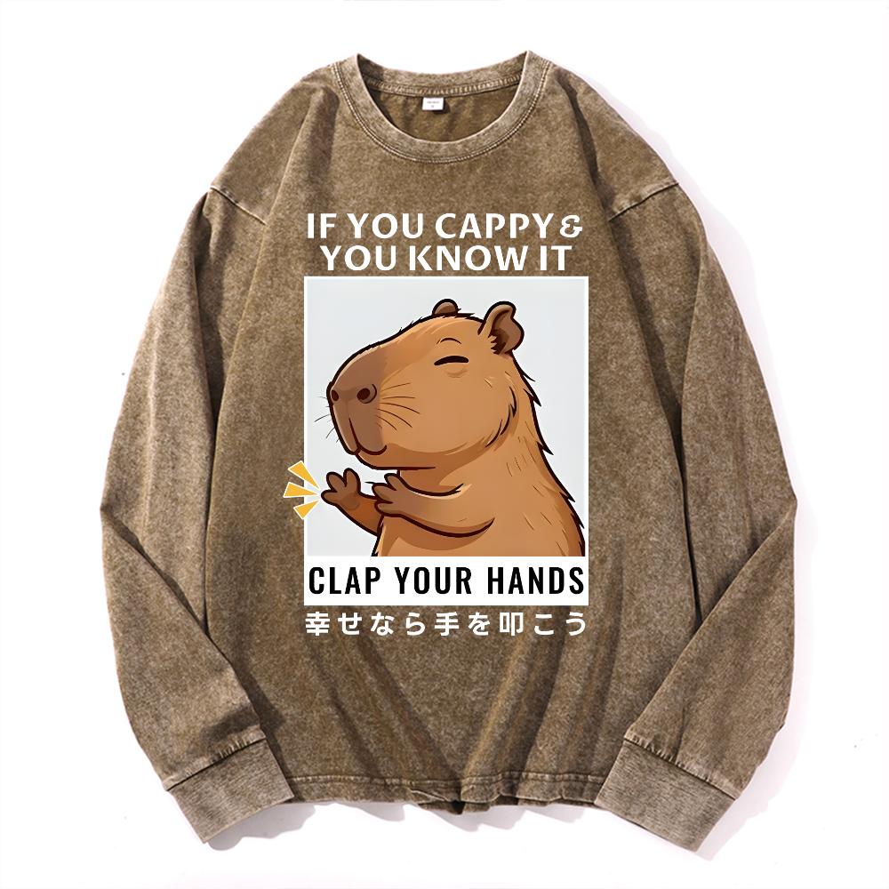 Capybara Vintage Cotton Wash Long-sleeve T-shirt