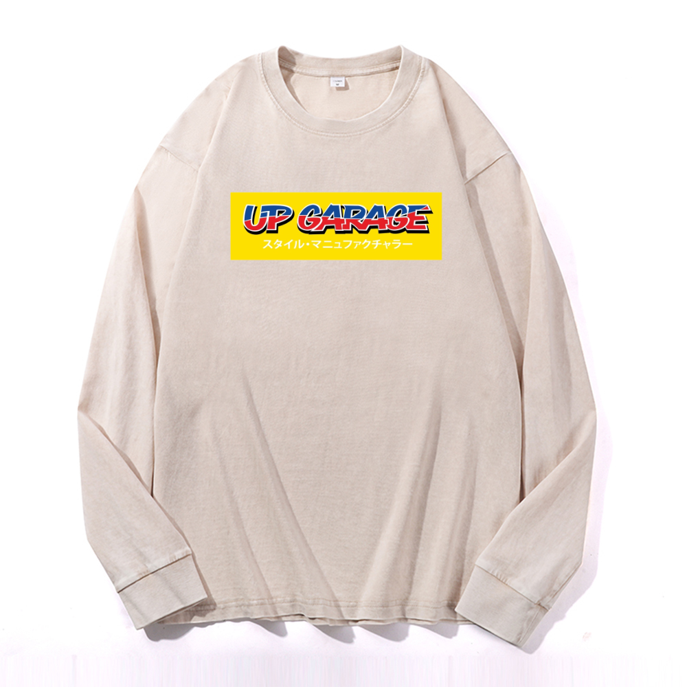 Vintage Cotton Wash Crewneck Long-Sleeve T-Shirt