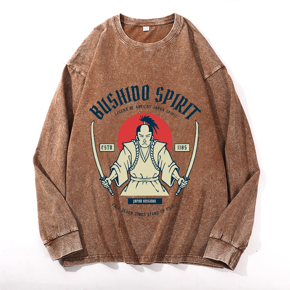 Vintage Cotton Wash Crewneck Long-Sleeve T-Shirt
