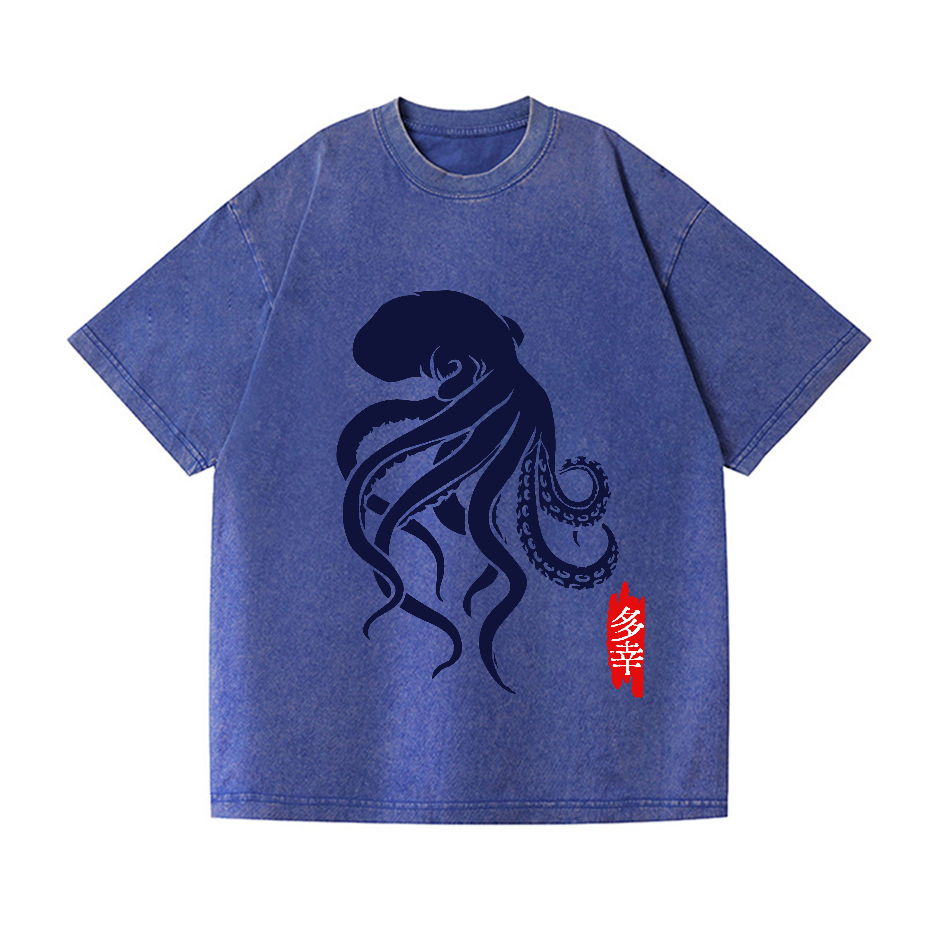 Octopus Vintage Wash Japanese Design T-Shirt