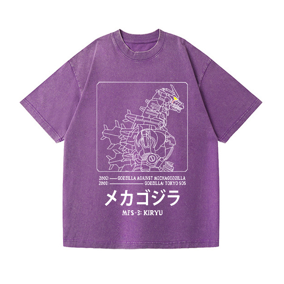 Kaiju Gundam Mechagodzilla Vintage Wash Japanese Design T-Shirt