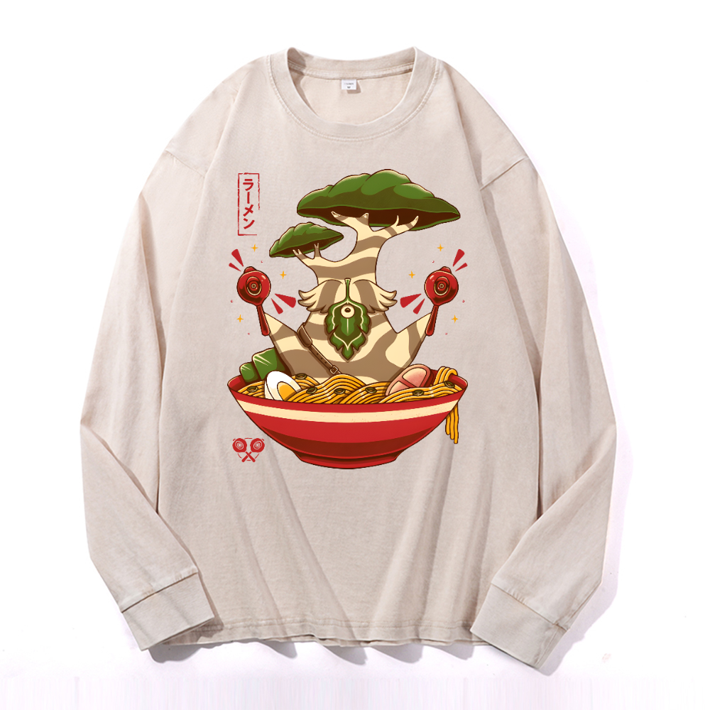 Bonsai Vintage Cotton Wash Crewneck Long-Sleeve T-Shirt