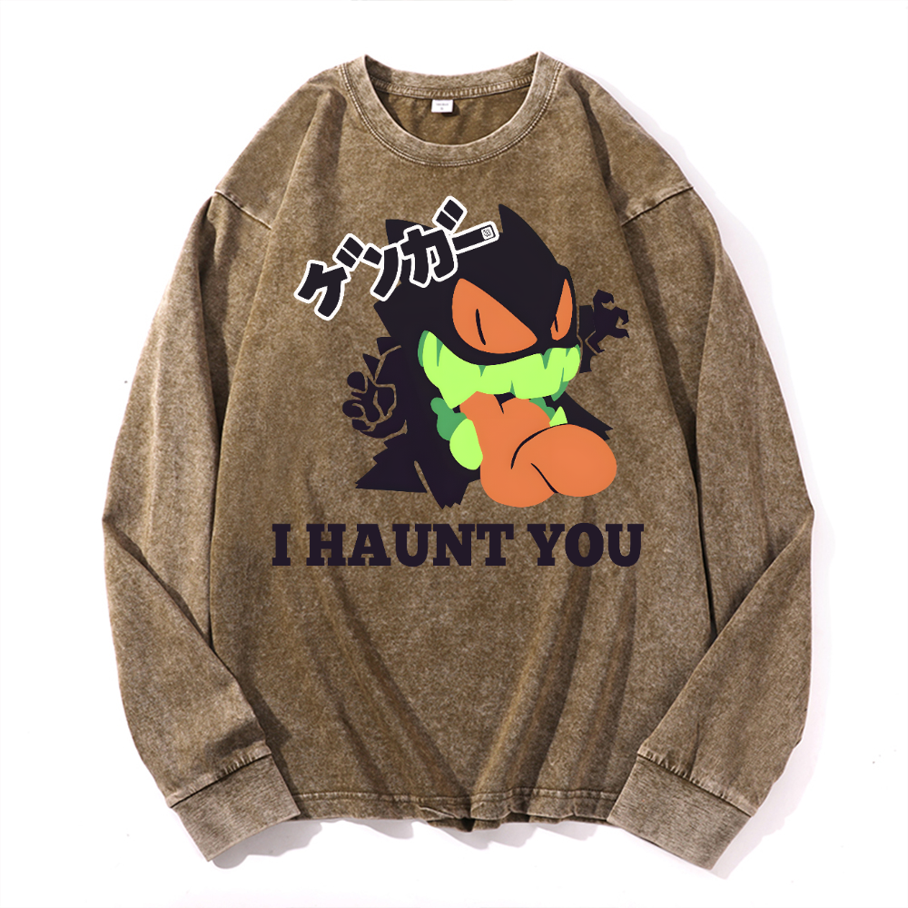 Gengar Vintage Cotton Wash Long-sleeve T-shirt