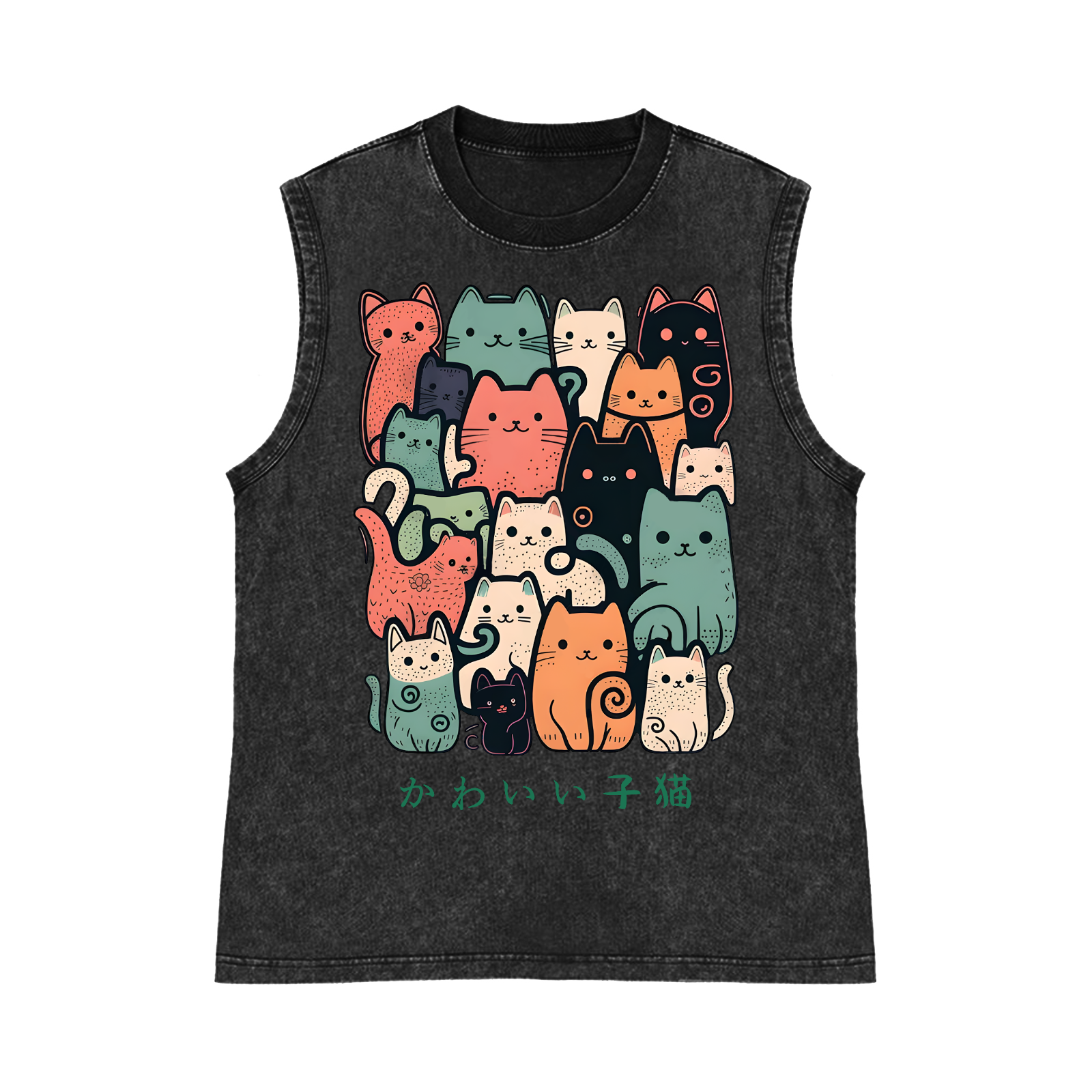 CAT Pure Cotton Wash-Dyed Sleeveless Tank Top