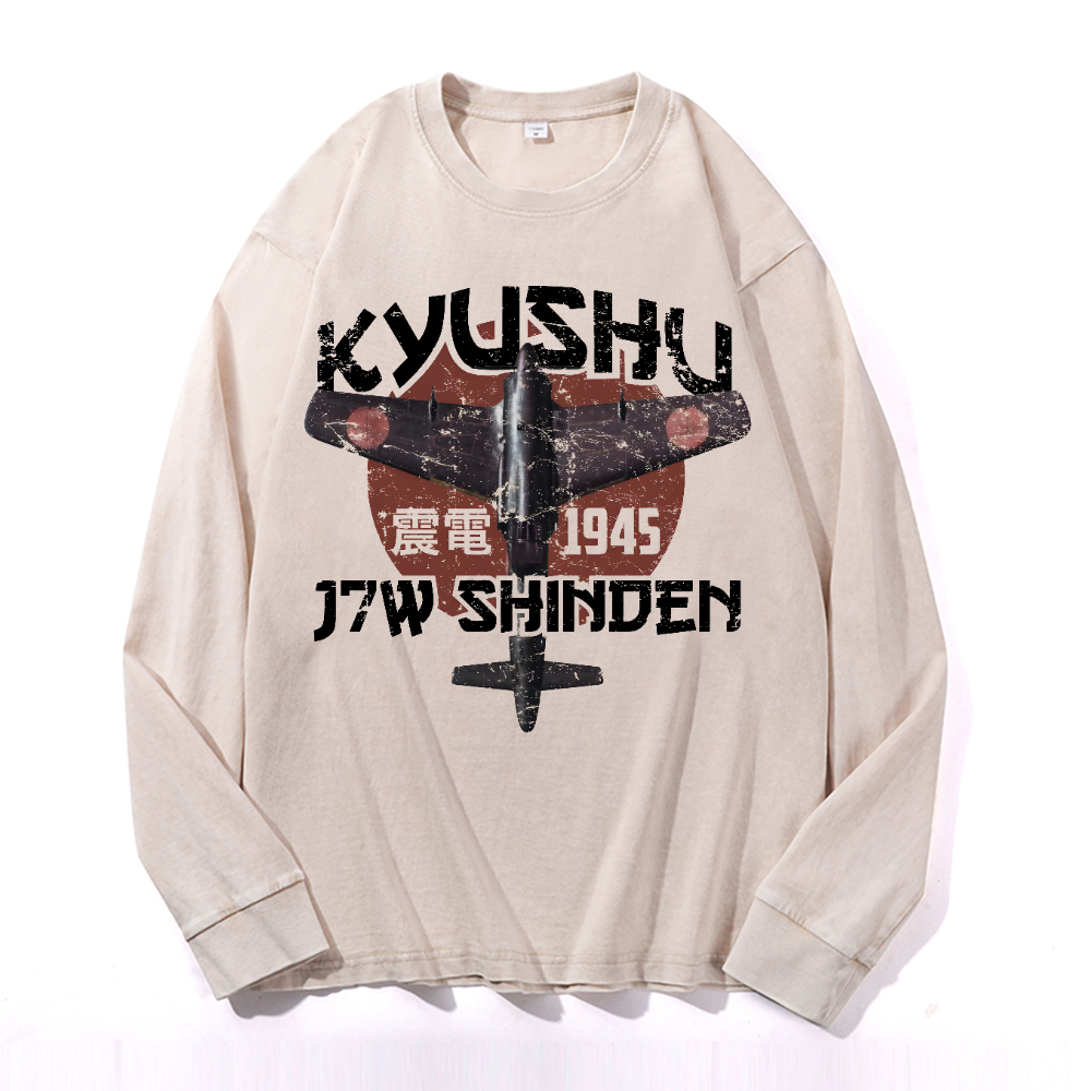 Kyushu J7W Shinden Fighter Vintage Cotton Wash Long-sleeve T-shirt