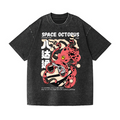 Space Octopus Vintage Wash Japanese Design T-Shirt