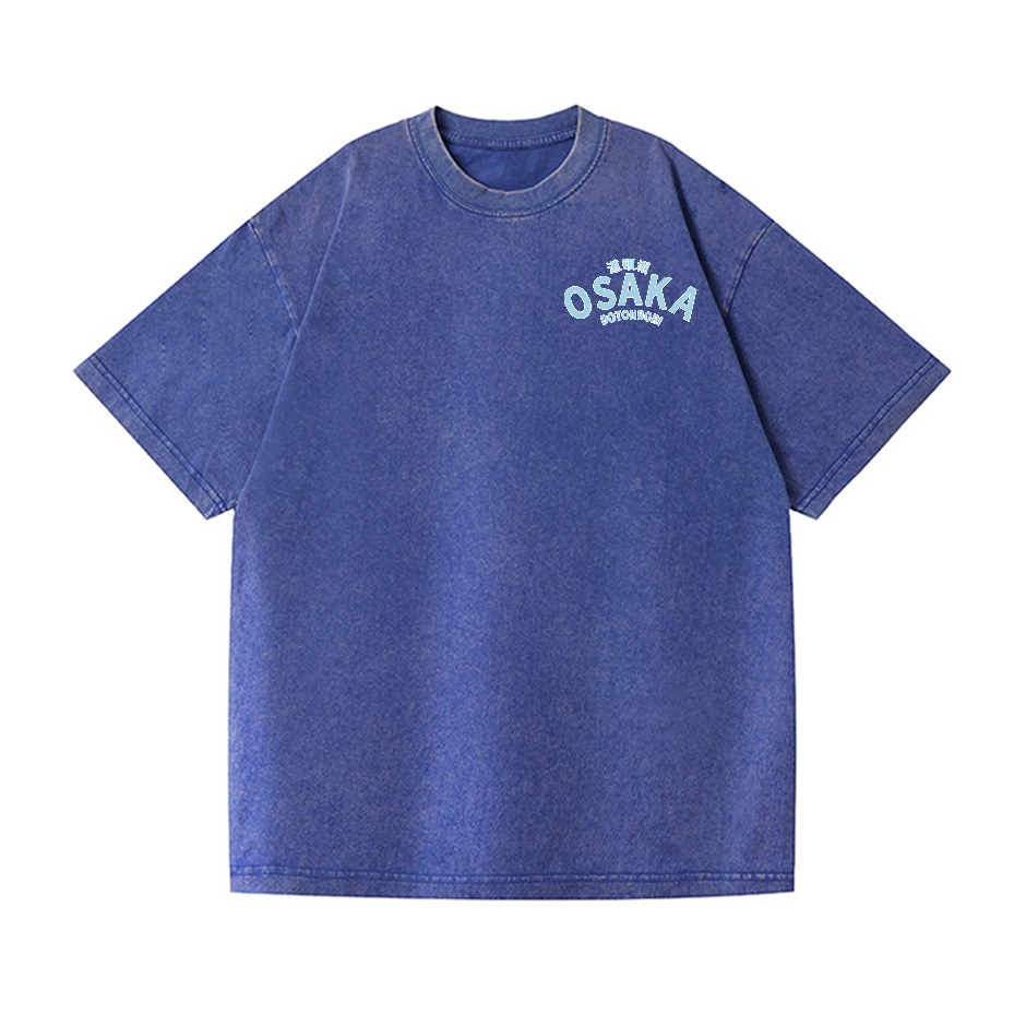 Osaka Dotonbori Drunken Octopus Vintage Wash Japanese Design Back Art T-Shirt