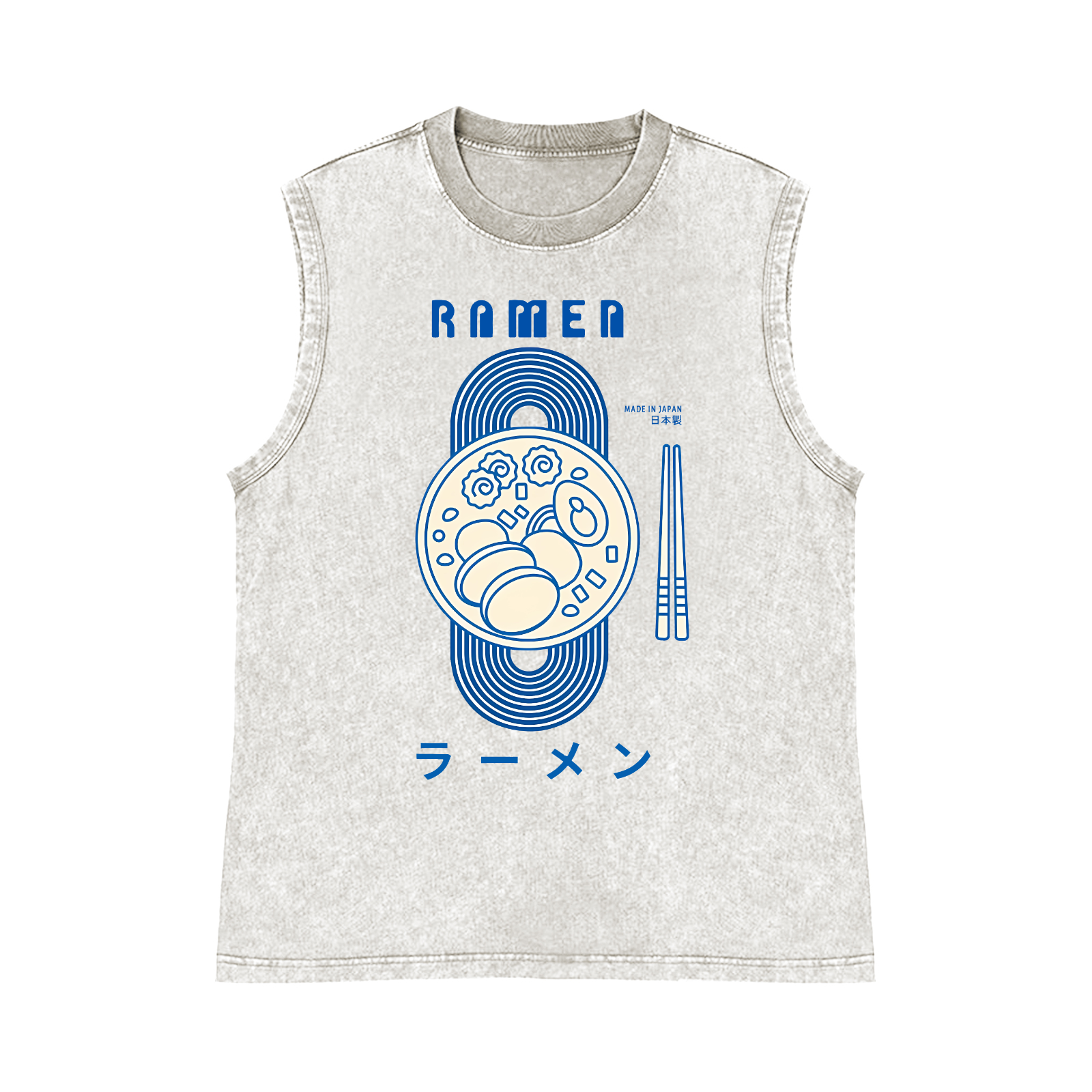 Ramen Pure Cotton Wash-Dyed Sleeveless Tank Top