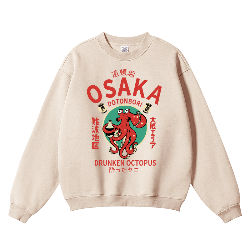 Osaka Drunken Octopus Vintage Cotton Blend Crewneck Sweatshirt