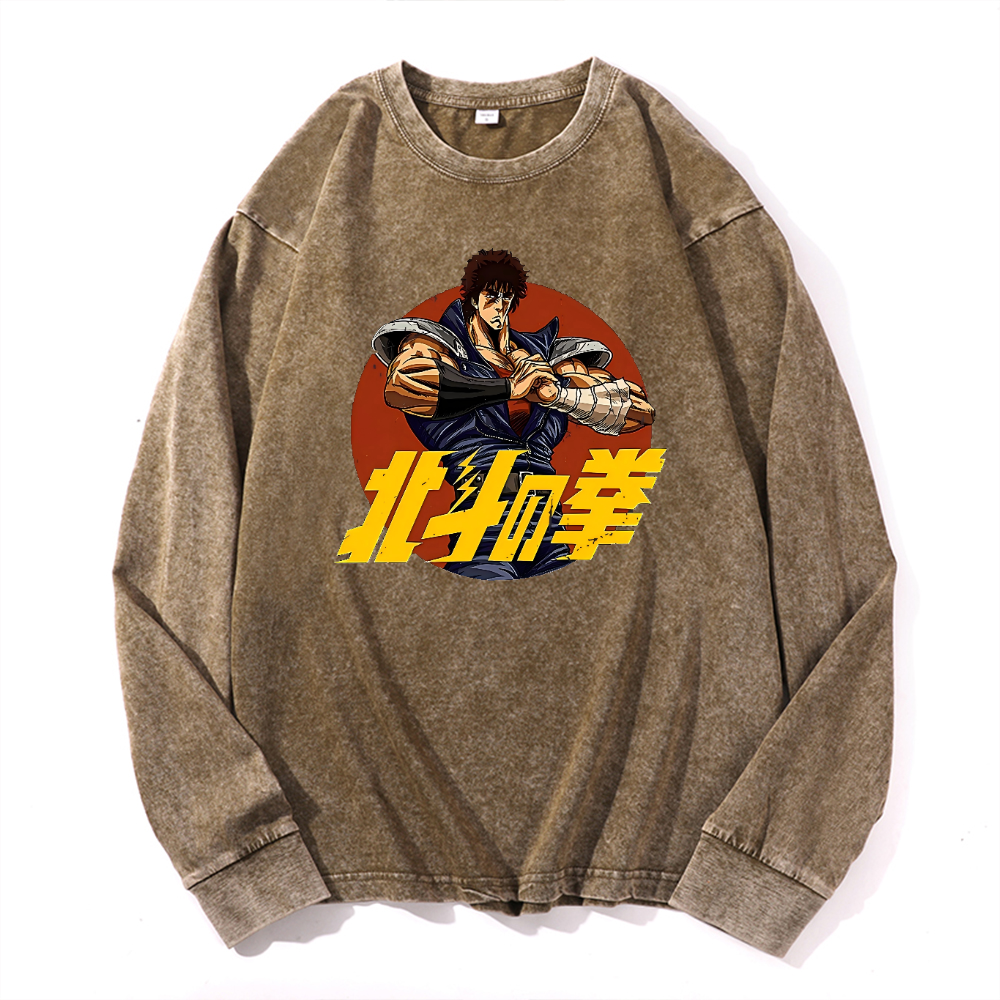 Vintage Cotton Wash Crewneck Long-Sleeve T-Shirt