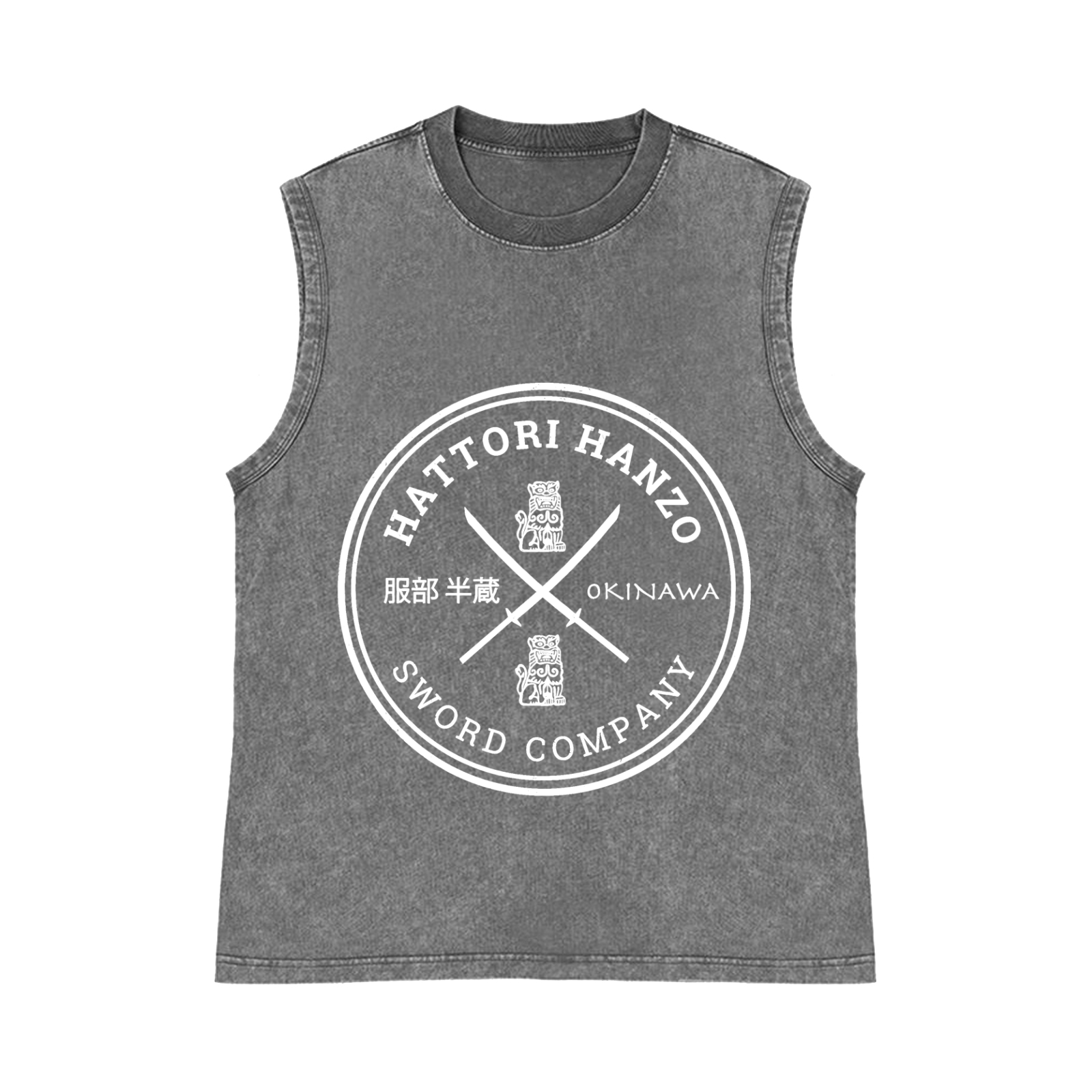 Hattori Hanzo Komainu Okinawa Sword Company Pure Cotton Wash-Dyed Sleeveless Tank Top