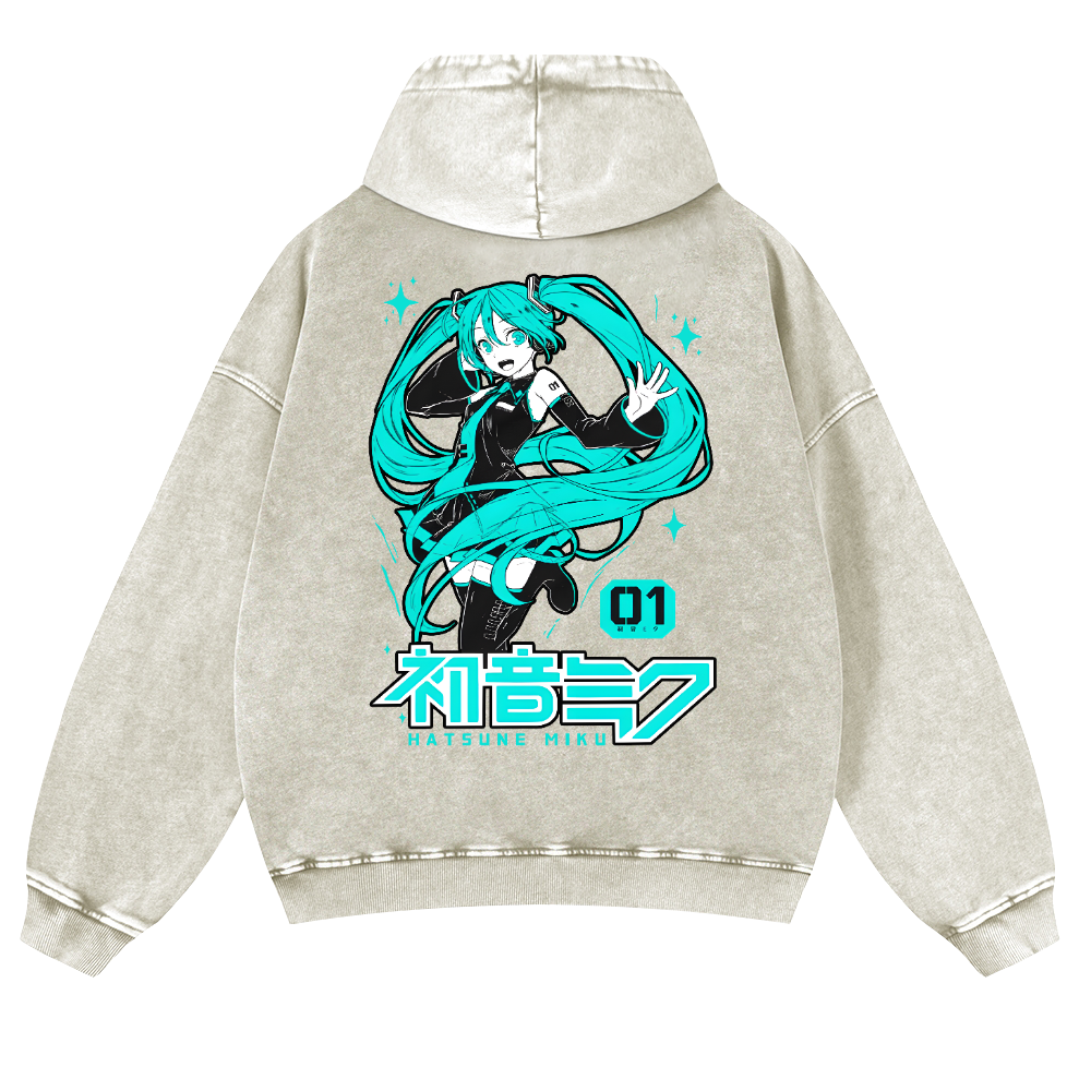 Hatsune Miku Vintage Washed Cotton Back Art Hoodie