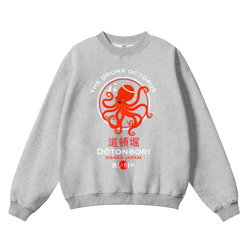 Dotonbori Drunken Octopus Vintage Cotton Blend Crewneck Sweatshirt