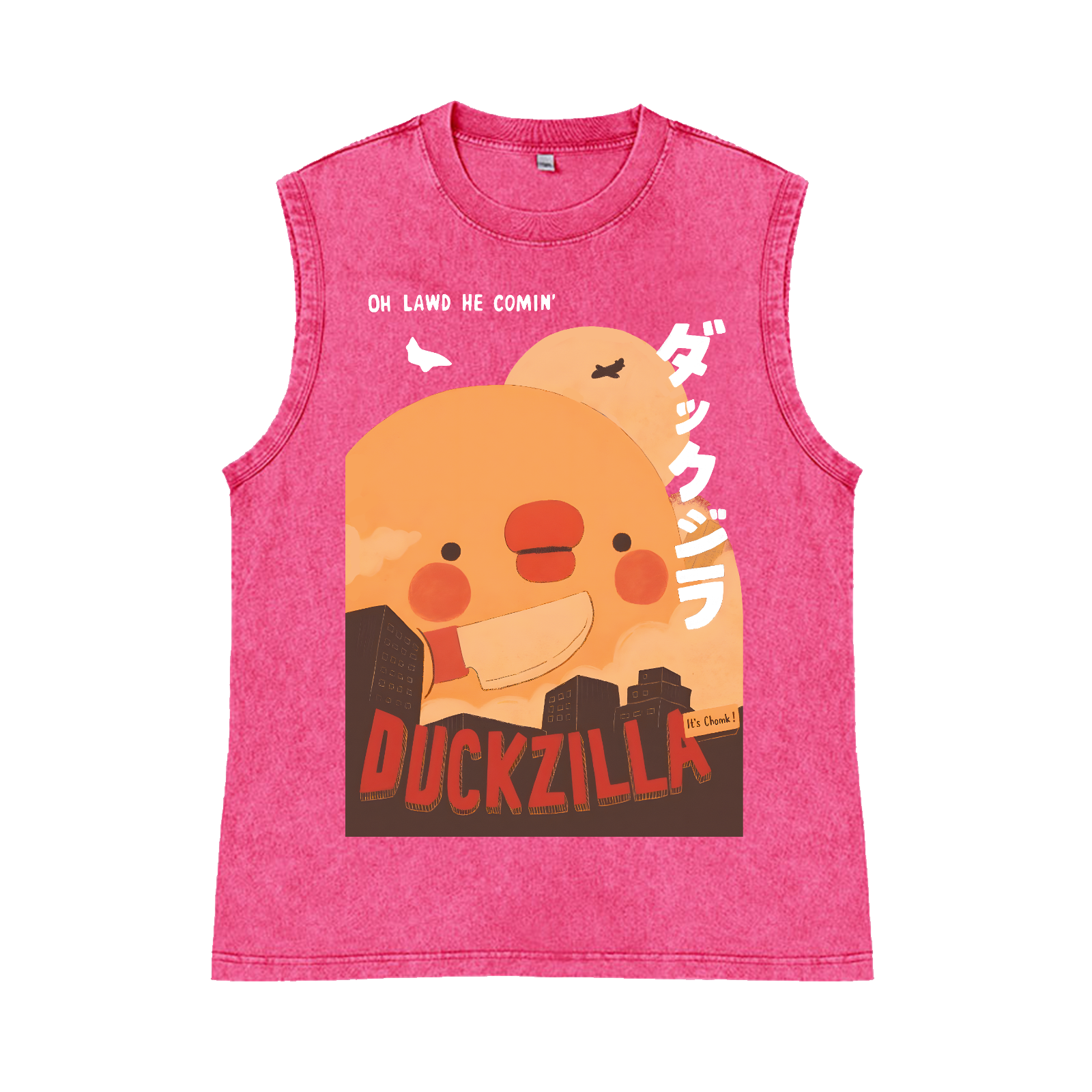 Duck Kaiju Pure Cotton Wash-Dyed Sleeveless Tank Top