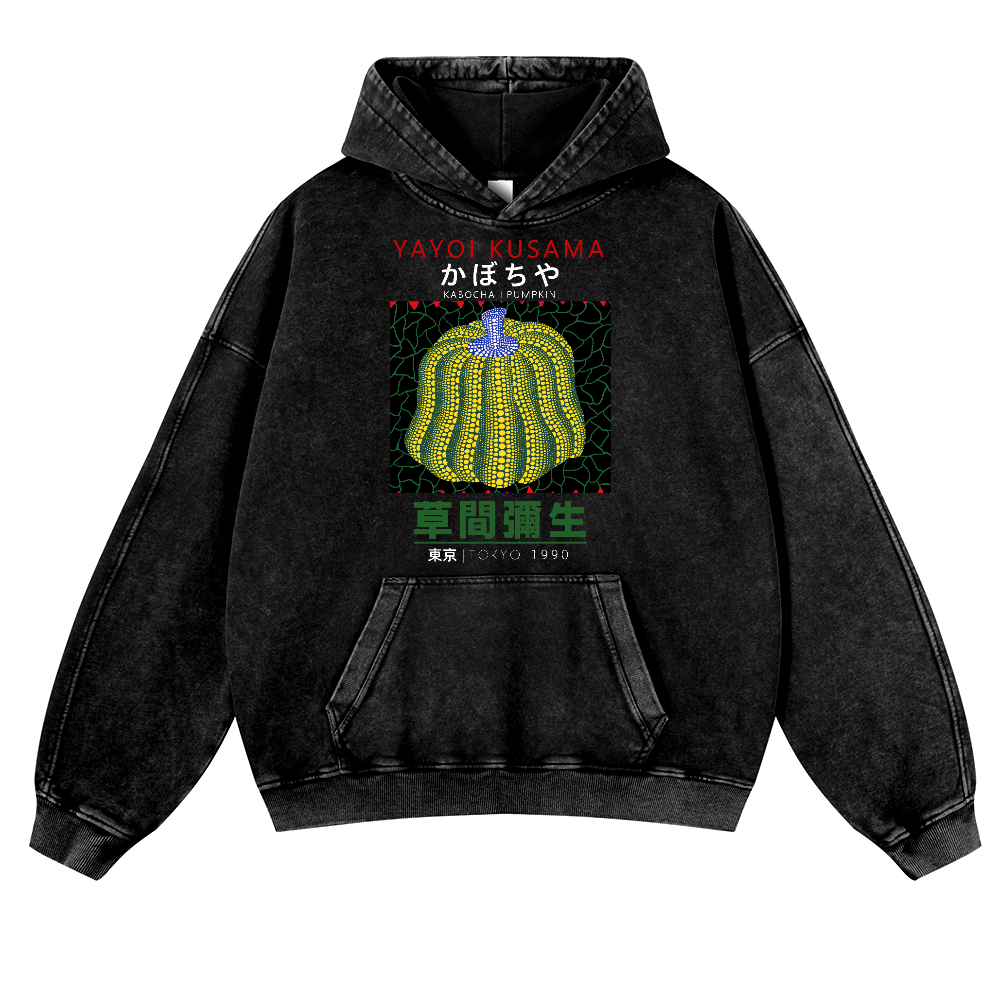 Yayoi Kusama Pumpkin Vintage Washed Thick Cotton Hoodie