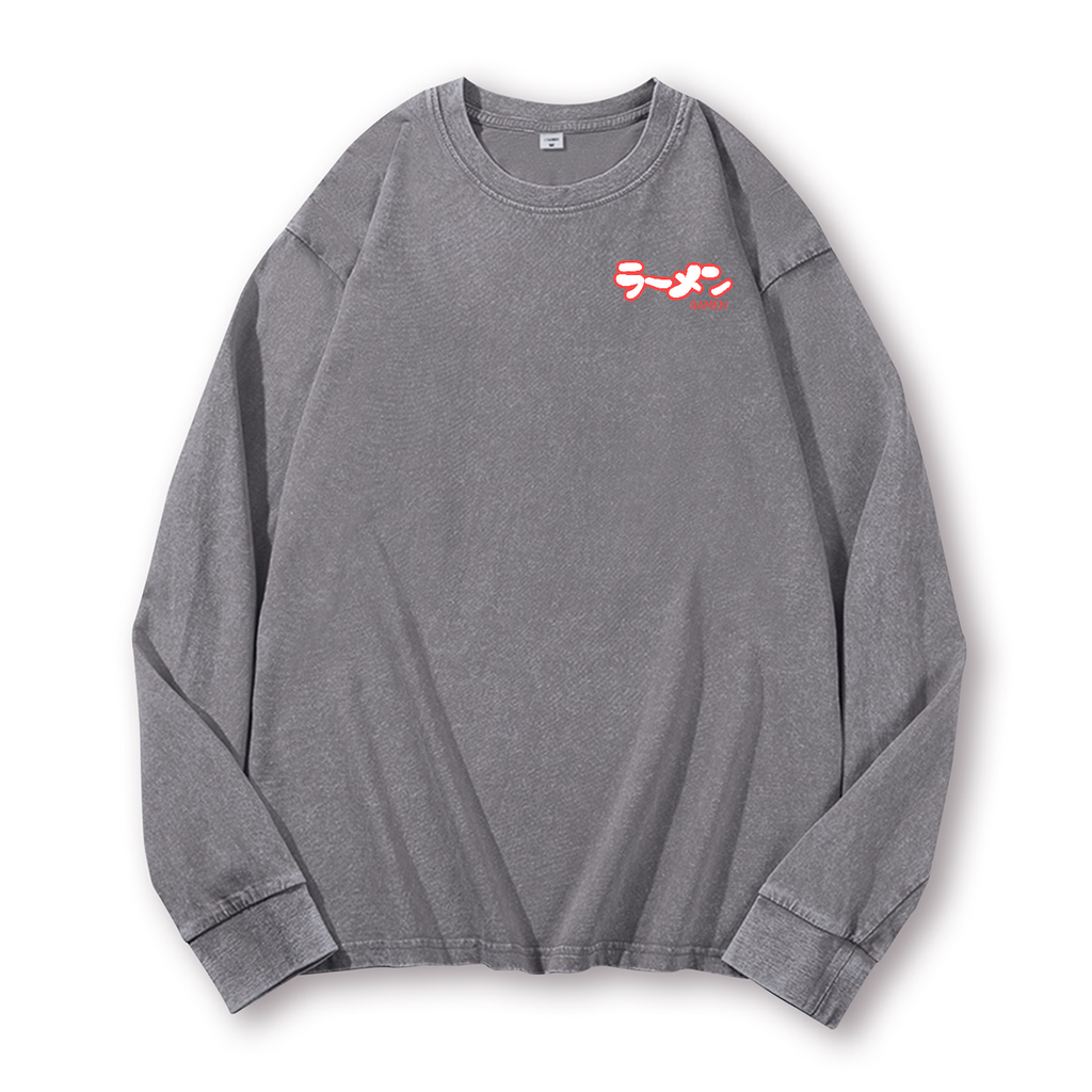 Ramen Hero Vintage Washed Cotton Back Art Long-sleeve T-shirt