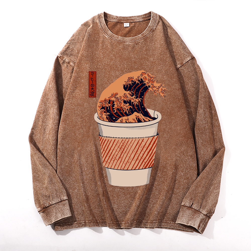Vintage Cotton Wash Crewneck Long-Sleeve T-Shirt