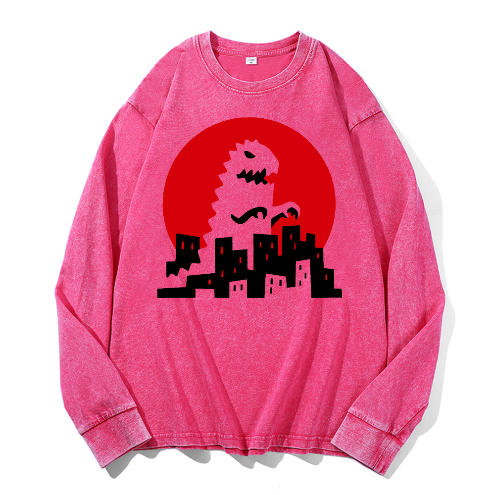 Vintage Cotton Wash Crewneck Long-Sleeve T-Shirt