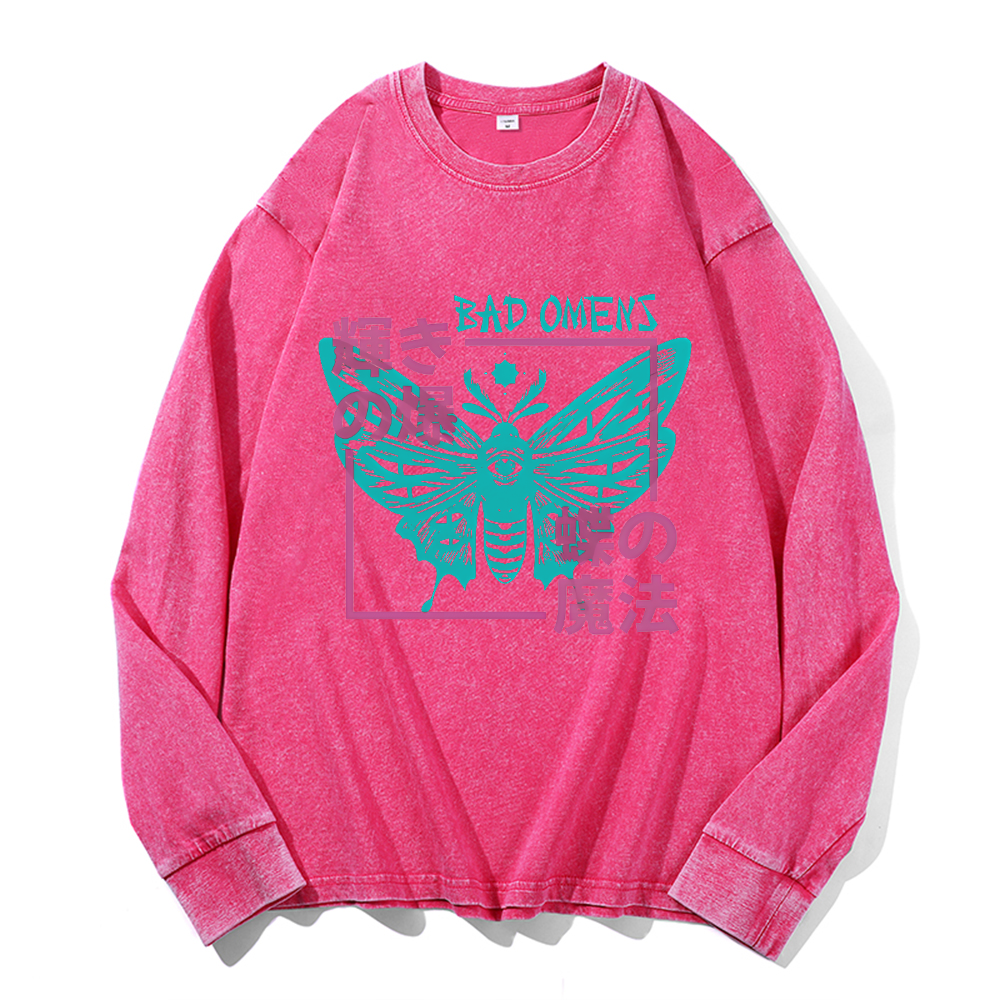 Vintage Cotton Wash Crewneck Long-Sleeve T-Shirt