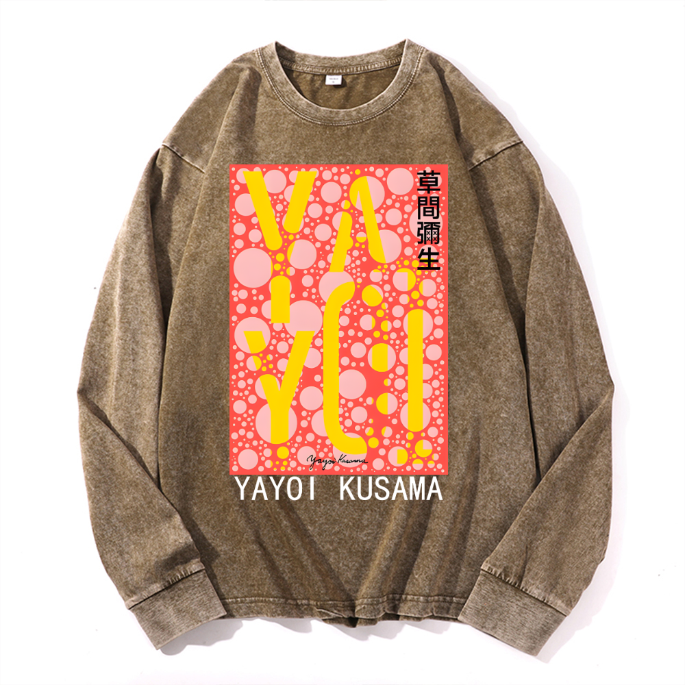 Yayoi Kusama Vintage Cotton Wash Crewneck Long-Sleeve T-Shirt