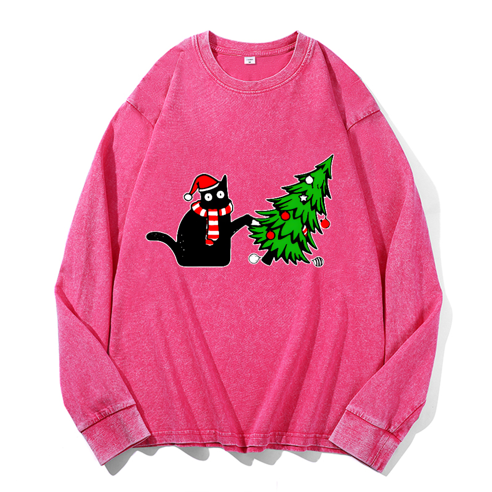 Vintage Cotton Wash Crewneck Long-Sleeve T-Shirt