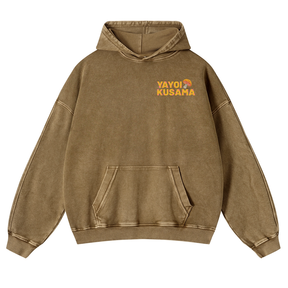 Yayoi Kusama Mushroom Vintage Washed Cotton Back Art Hoodie