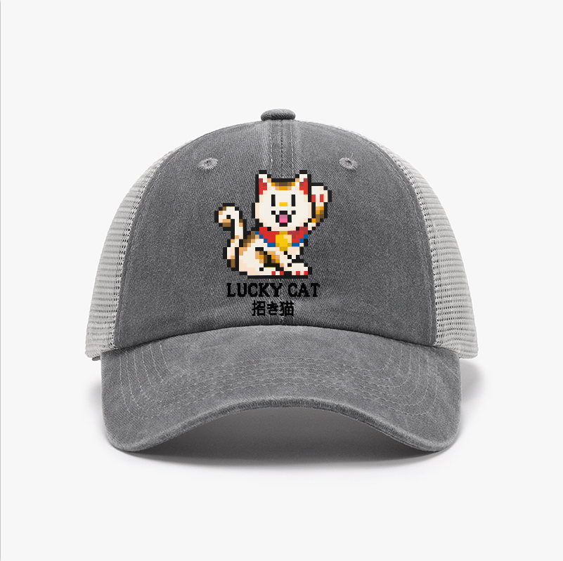 Mosaic Lucky Cat Vintage Cotton Breathable Hat