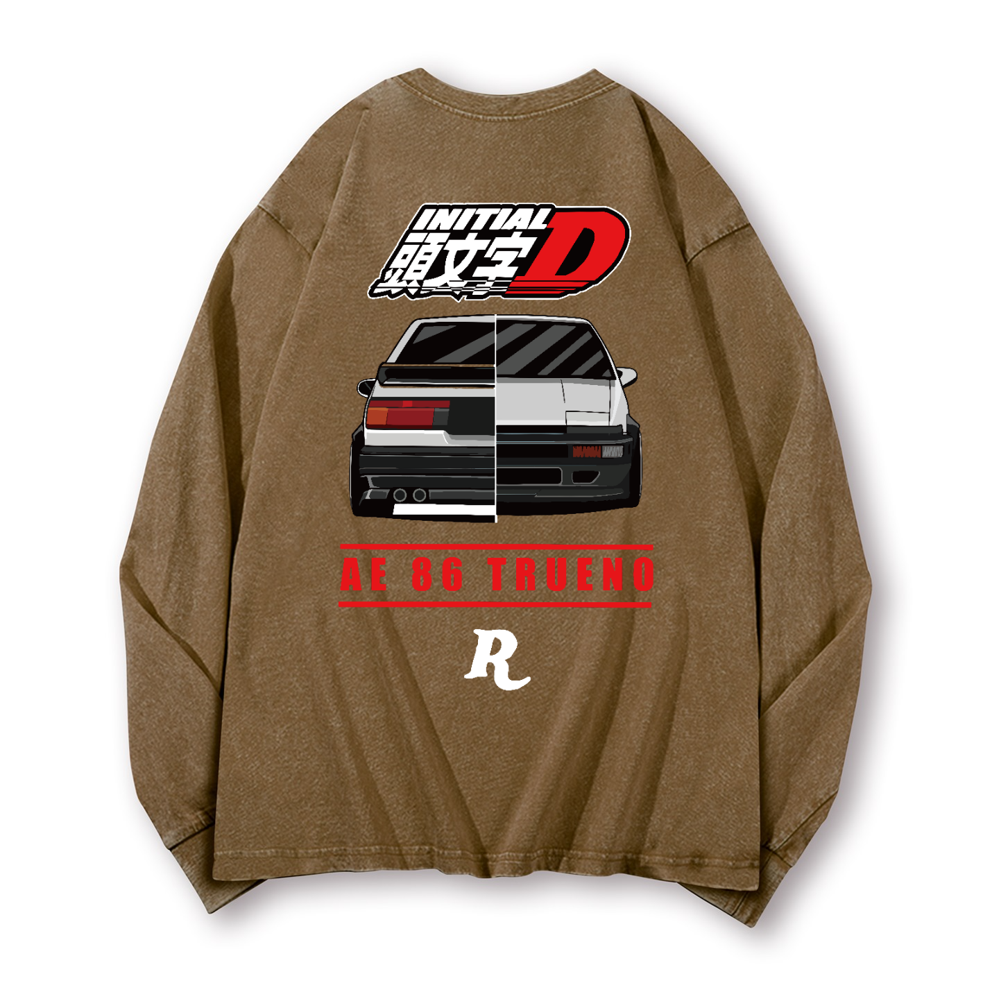 Initial D Vintage Washed Cotton Back Art Long-sleeve T-shirt